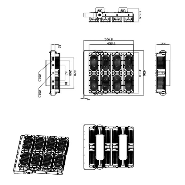 Outdoor 600 watt Solar LED Stadium Flood Light - LX-FL08